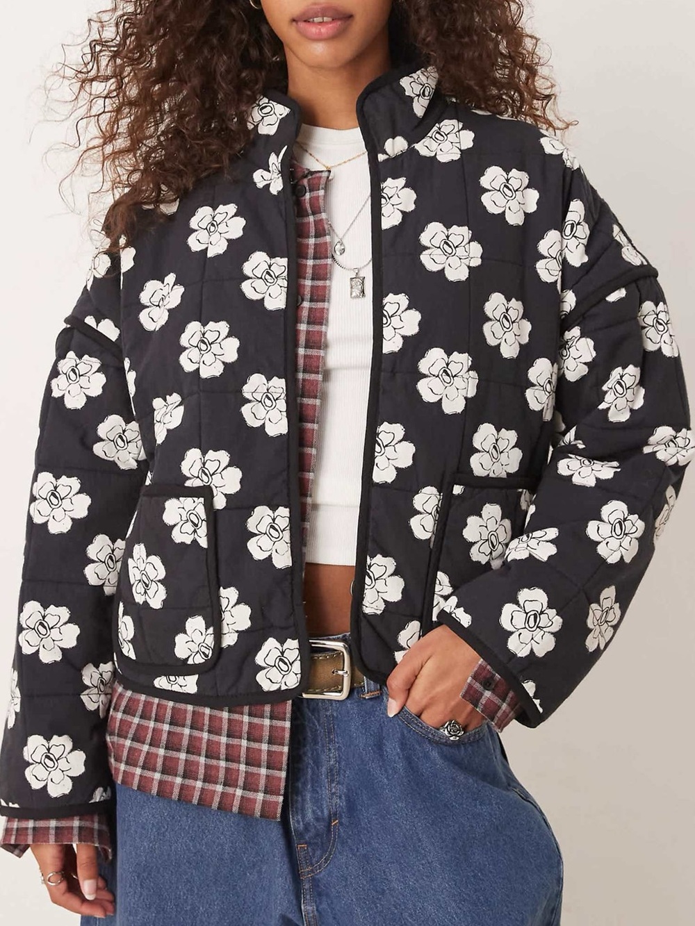Free People Chloe Floral Print Padded Jacket in Night Blooms
